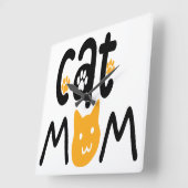 ZWART EN GEEL KATTENMOEDER GEZEGDE VIERKANTE KLOK (Hoek)