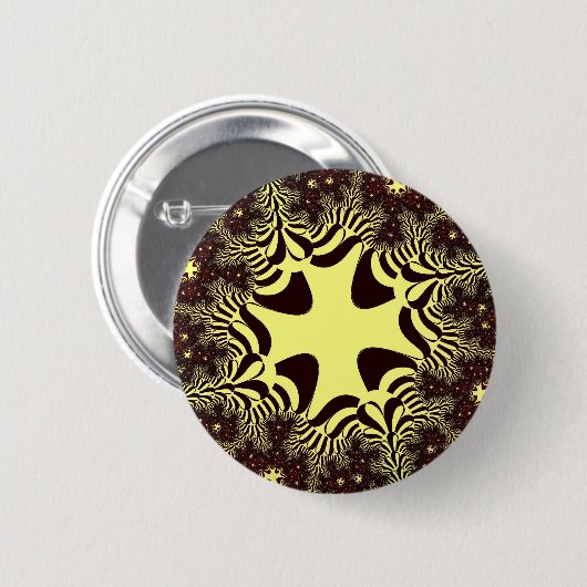 Zwart en geel kruis ronde button 5,7 cm (Voorkant /achterkant)