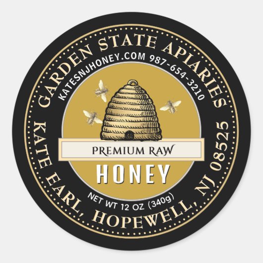 Zwart en geel Label Skep en Bijen (Voorkant)