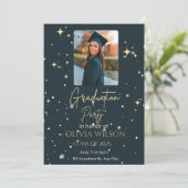 Zwart en Geel Modern Afstuderen Kaart (Staand voorkant)