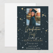 Zwart en Geel Modern Afstuderen Kaart (Voorkant / Achterkant)