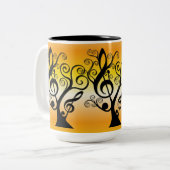 Zwart en Geel Muziek Treble Clef Tree Mok (Voorkant links)