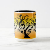Zwart en Geel Muziek Treble Clef Tree Mok (Center)