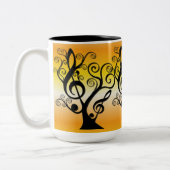 Zwart en Geel Muziek Treble Clef Tree Mok (Links)