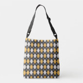 Zwart en geel Naadloos Argyle Patroon Crossbody Tas (Achterkant)