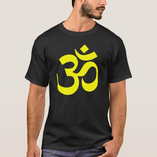 Zwart en geel om-symbool t-shirt (Voorkant)