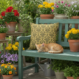 Zwart en geel Outdoor Kussens - Classic Damask