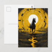 Zwart en geel Paard Briefkaart (Voorkant / Achterkant)