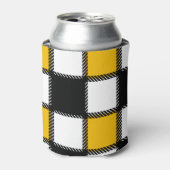 Zwart en geel Plaid Check Blikjeskoeler (Blikje Voorkant)
