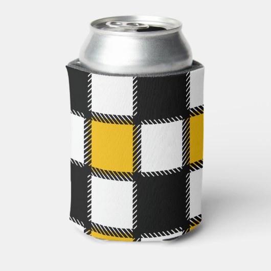 Zwart en geel Plaid Check Blikjeskoeler (Blikje Achterkant)