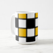 Zwart en geel Plaid Check Koffiemok (Voorkant links)