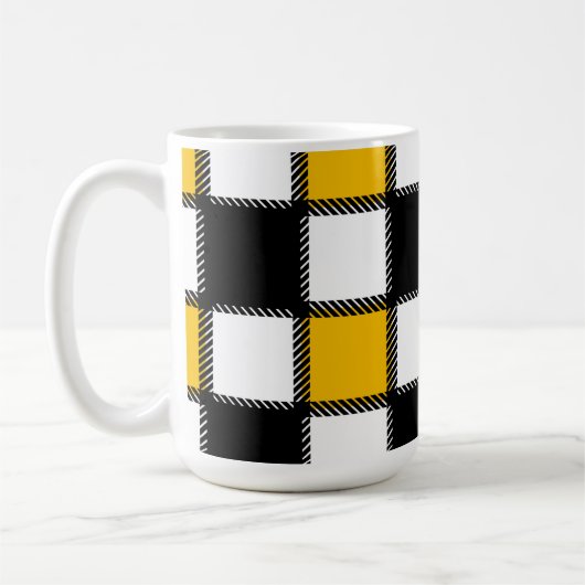 Zwart en geel Plaid Check Koffiemok (Links)