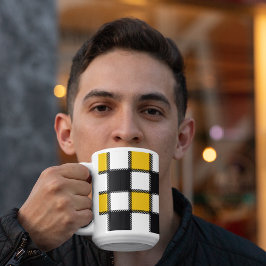 Zwart en geel Plaid Check Koffiemok
