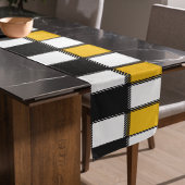 Zwart en geel Plaid Check Lange Tafelloper