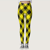 Zwart en geel Plaid Check Leggings (Voorkant)