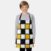 Zwart en geel Plaid Check Schort (Gedragen)