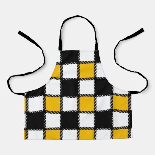 Zwart en geel Plaid Check Schort (Voorkant)
