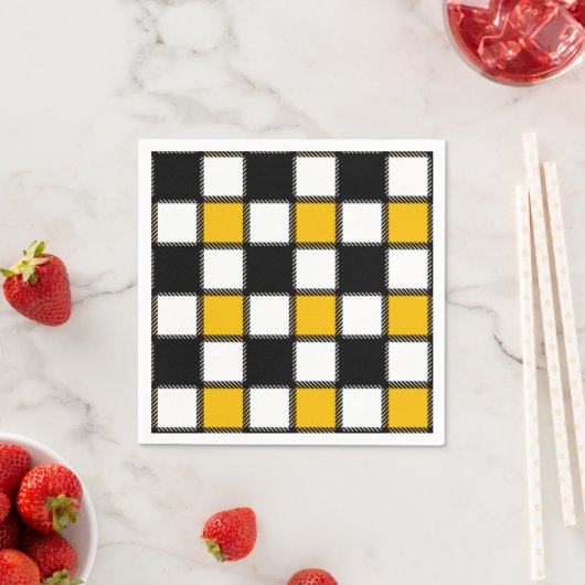 Zwart en geel Plaid Check Servet (Insitu)