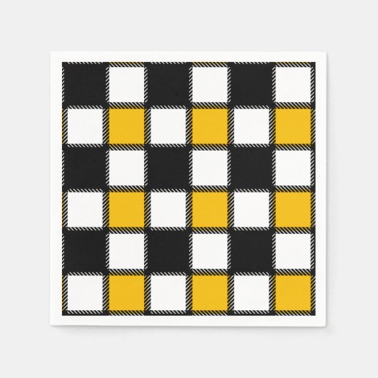 Zwart en geel Plaid Check Servet (Voorkant)