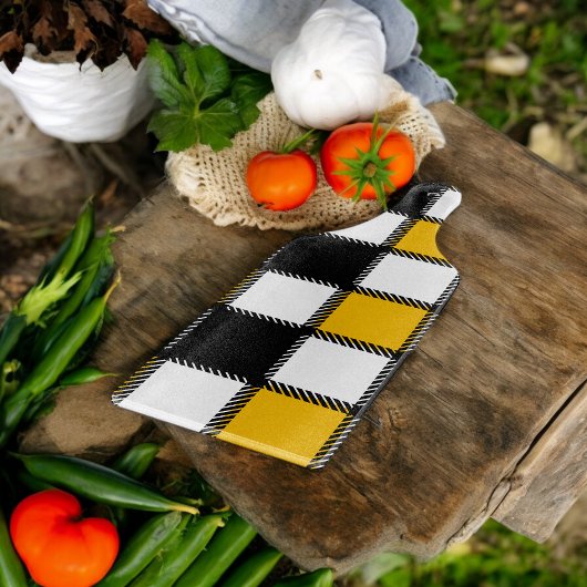 Zwart en geel Plaid Check Snijplank