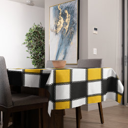 Zwart en geel Plaid Check Tafelkleed