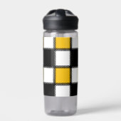 Zwart en geel Plaid Check Waterfles (Voorkant)