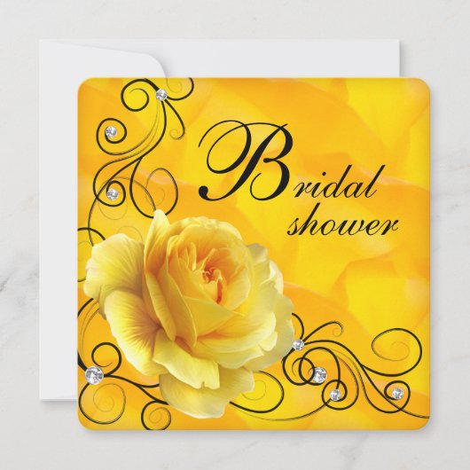 Zwart en Geel Rose Vrijgezellenfeest Kaart (Voorkant)