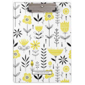 Zwart en Geel Scandinavisch Bloempatroon Klembord (Voorkant)