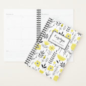 Zwart en Geel Scandinavisch Bloempatroon Planner (Display)