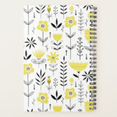 Zwart en Geel Scandinavisch Bloempatroon Planner (Achterkant)