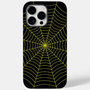 Zwart en geel spinnenweb Halloween patroon Case-Mate iPhone 14 Pro Max Hoesje
