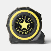 Zwart en Geel Star Grappig Vader Gift Handen Off Rolmaat (Voorkant)