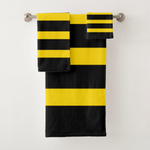 Zwart en geel strempatroon bad handdoek