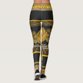  zwart en geel Sunflower AI art Leggings (Achterkant)