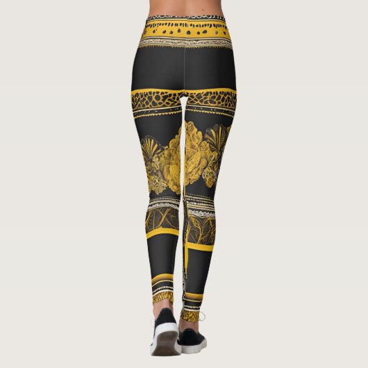  zwart en geel Sunflower AI art Leggings (Achterkant)