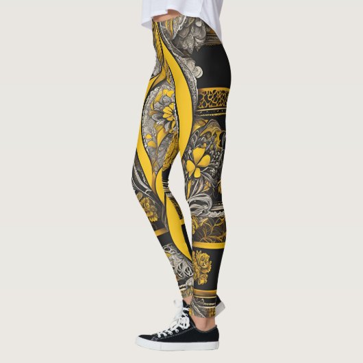  zwart en geel Sunflower AI art Leggings (Links)