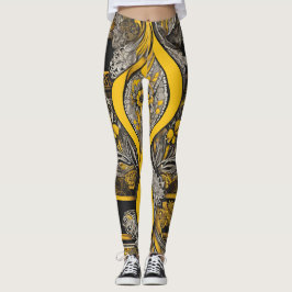  zwart en geel Sunflower AI art Leggings
