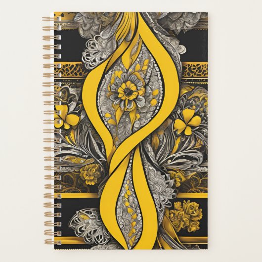  zwart en geel Sunflower AI art Planner (Voorkant)
