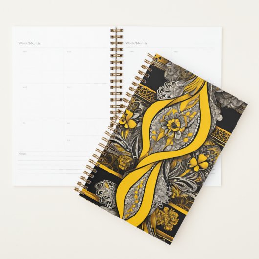  zwart en geel Sunflower AI art Planner (Display)