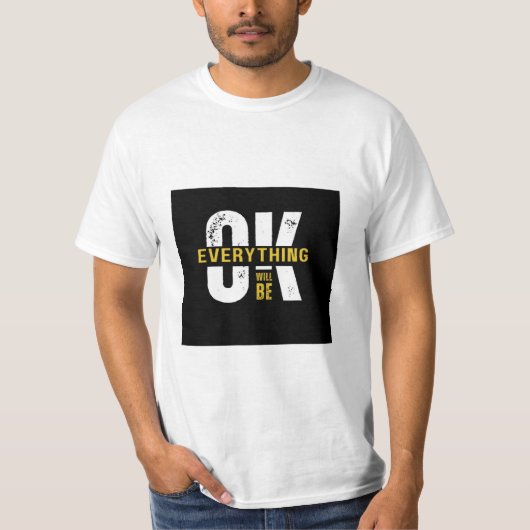 Zwart en geel Typografie T-shirt (Voorkant)