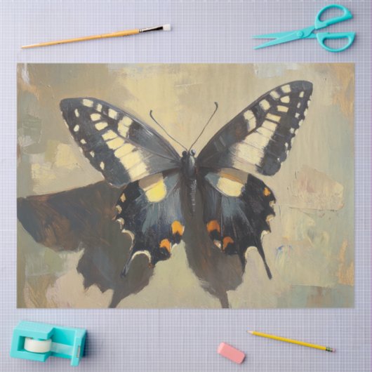 Zwart en Geel Vlinder Decoupage Papier (Craft)