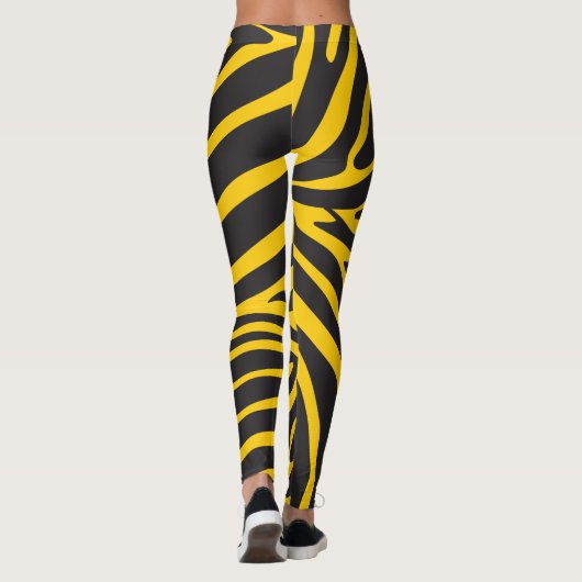 Zwart en geel Zebra Print Leggings (Achterkant)