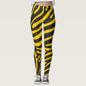 Zwart en geel Zebra Print Leggings (Voorkant)