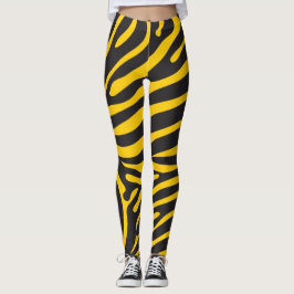 Zwart en geel Zebra Print Leggings