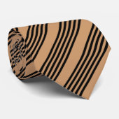 Zwart en geelbruin vijf strips stropdas (Opgerold)