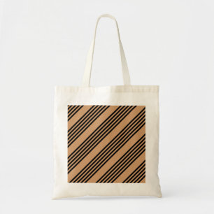 Zwart en geelbruin vijf strips tote bag