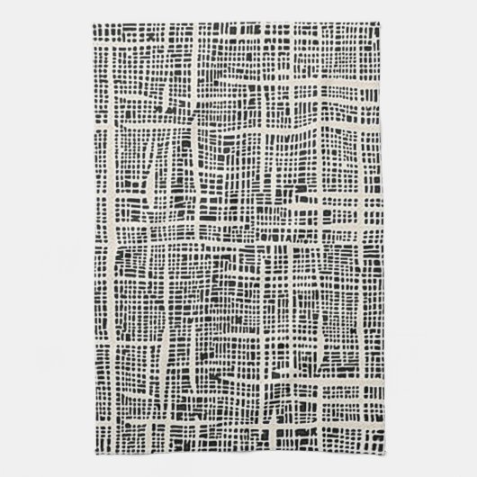 Zwart en getextureerde keukenhanddoeken met crème (Verticaal)