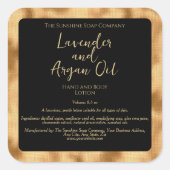 Zwart en Geweven Gouden Folie Cosmetica Flesseneti Vierkante Sticker (Voorkant)