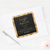 Zwart en Geweven Gouden Folie Cosmetica Flesseneti Vierkante Sticker (Envelop)