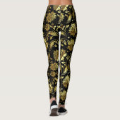 Zwart en glanzend goud damast patroon leggings (Achterkant)